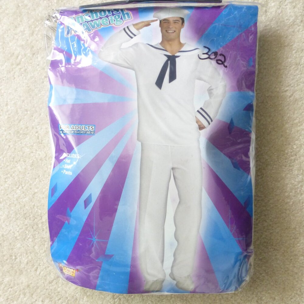 Men's White Sailor Costume with Navy Accent